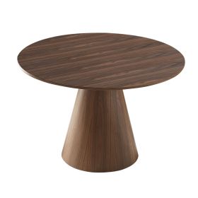 47.24'' Round Modern Style MDF Wood Dining Table in Walnut Suitable for Kitchen, Living Room, Cafe, Milk Tea Shop