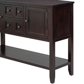 TREXM Cambridge Series Ample Storage Vintage Console Table with Four Small Drawers and Bottom Shelf for Living Rooms, Entrances and Kitchens (Esp