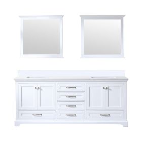 White Double Bath Vanity 80 in. W x 22 in. D, White Quartz Top, and 30 in. Mirrors