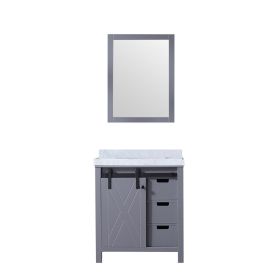 Dark Grey Bath Vanity 30 in. W x 22 in. D, Carrara Marble Countertop and 28 in. Mirror