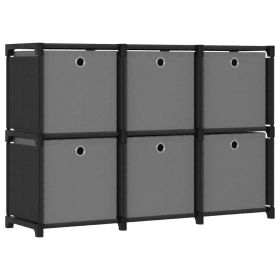 6-Cube Display Shelf with Boxes Black 40.6"x11.8"x28.5" Fabric