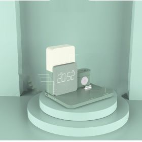 Multifunctional Alarm Clock Wireless Charger Bedroom (Color: Light Green, Electrical outlet: USB)