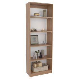 Vinton Four-Tier Bookcase with Modern Storage for Books and Decor (Color: Natural Oak / White)