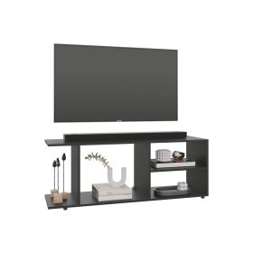 Sudley Entertainment Center with 4 Shelves and 4 Legs (Color: Black)