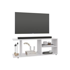 Sudley Entertainment Center with 4 Shelves and 4 Legs (Color: White)