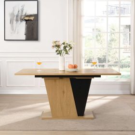 61.81 (46.46) inch Extendable Dining Table with Built-in Storage, Modern Wooden Table with Sturdy Metal Frame and MDF base (Color: as Pic)