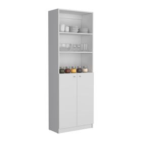Vinton Two-Door Bookcase with Upper Shelves (Color: White)