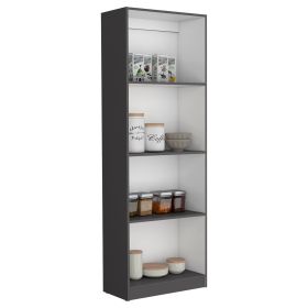 Vinton Bookcase with Spacious Tier-Shelving Design (Color: Matt Gray / White)