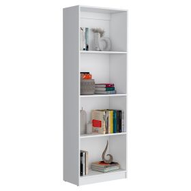 Vinton Bookcase with Spacious Tier-Shelving Design (Color: White)