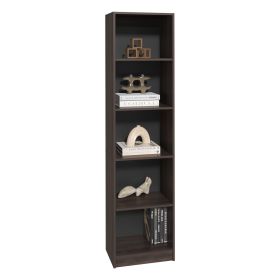 Vinton XS Bookcase Compact Bookshelf with Multiple Shelves (Color: Dark Walnut / Black Wengue)