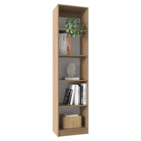 Vinton XS Bookcase Compact Bookshelf with Multiple Shelves (Color: Natural Oak / White)