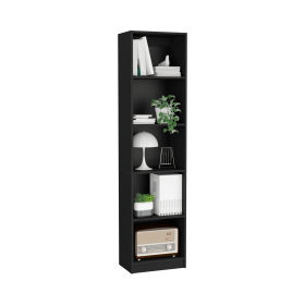 Vinton XS Bookcase Compact Bookshelf with Multiple Shelves (Color: Black)