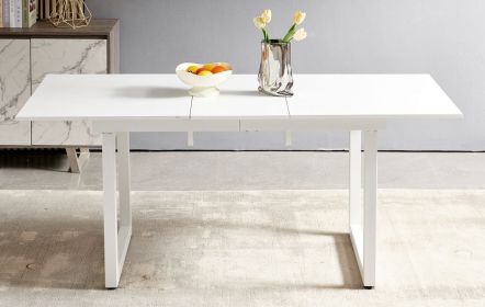 Square Extendable Dining Table with metal leg,Modern Space Saving Kitchen Table for Living Room( 70.86" W x 31.5" D x 29.5" H) (Color: Antique White, Material: MDF+Metal)