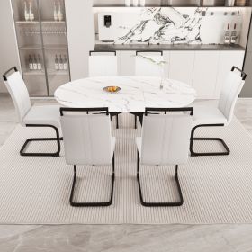 47-63" expandable circular dining table set for 4-6 people (Color: White)