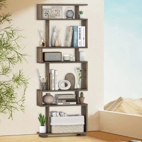 6-Tier Bookcase with Anti-Tipping Kit (Color: Walnut)