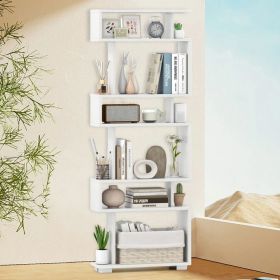 6-Tier Bookcase with Anti-Tipping Kit (Color: White)