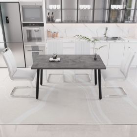 55.12-70.87" expandable square dining table set that can accommodate 4-6 people, equipped with 4 C-shaped tubular cushioned armless dining chair (Color: Grey+White)
