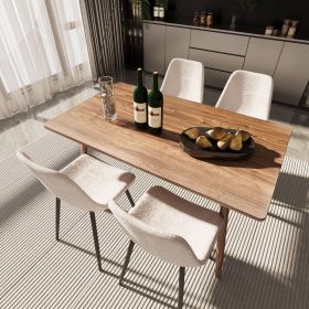 47" Modern minimalist MDF wood color dining table and Beige dining chair for 4,black metal legs, small sized dining table, office desk, kitchen t (Color: Walnut color+beige)