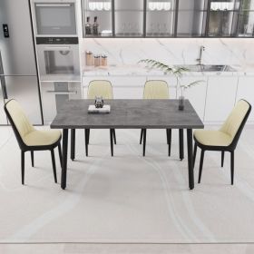 55.12-70.87" expandable rectangular dining table that can accommodate 4-6 people, equipped with 4 PU fabric thick padded dining chairs (Color: as picture)